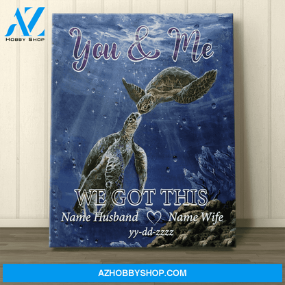 Personalized Canvas, You And Me With Happy Turtle Canvas Wall Art
