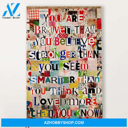 Teacher Classroom Canvas You Are Braver Than You Believe, Student Wall Art Back to School Gift for Teacher