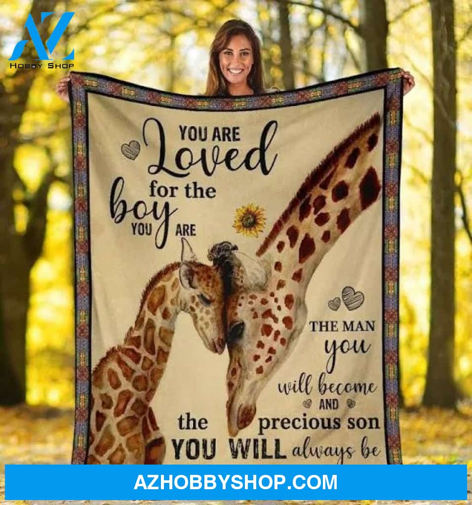 You Are Loved For The Boy You Are The Man Giraffe Fleece Blanket Small