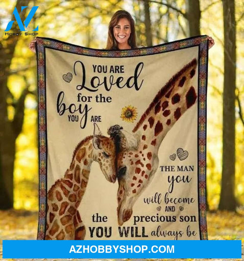 You Are Loved For The Boy You Are The Man Giraffe Fleece Blanket Small