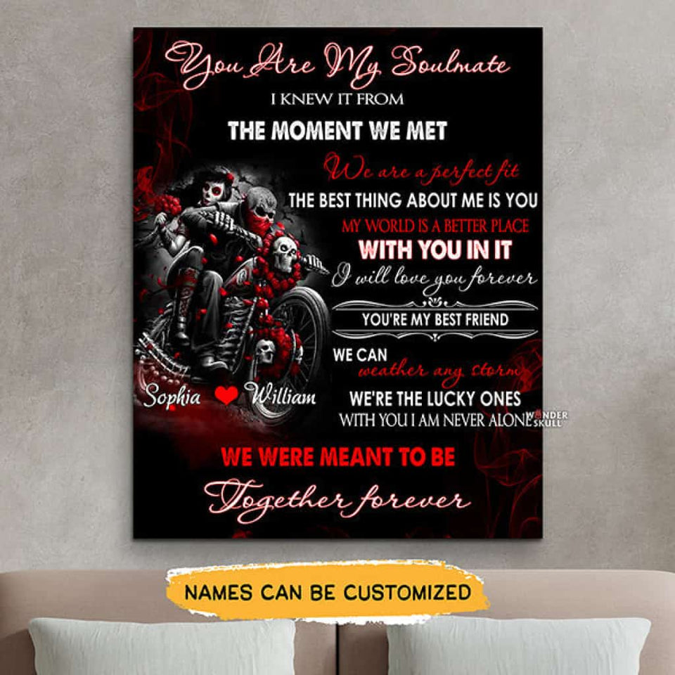 You Are My Sould Mate - Skull Couple Test Drive Vertical Personalized Canvas Gift