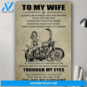 You are my sunshine biker poster - Gift for wife Gsge