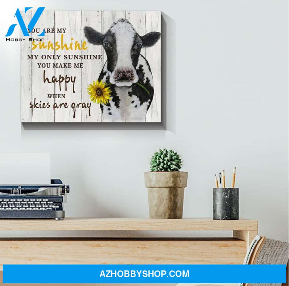 You Are My Sunshine Cow Canvas Wall Art, Wall Decor Visual Art
