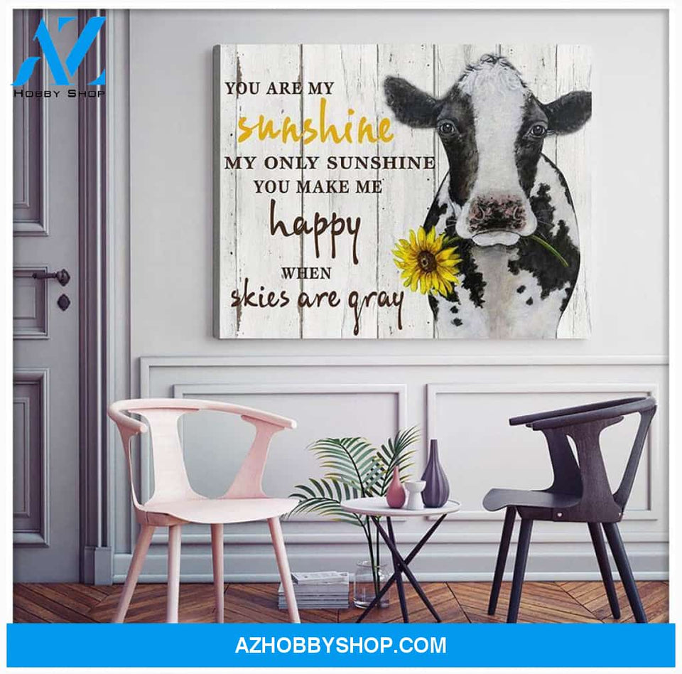You Are My Sunshine Cow Canvas Wall Art, Wall Decor Visual Art