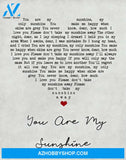 You are My Sunshine Grey Heart Song Lyrics Canvas And Poster, Wall Art Canvas Prints, My Poster Wall