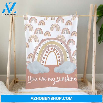 You Are My Sunshine Rainbow Baby Blanket Gift For Baby Girl Milestone, Baby Month 