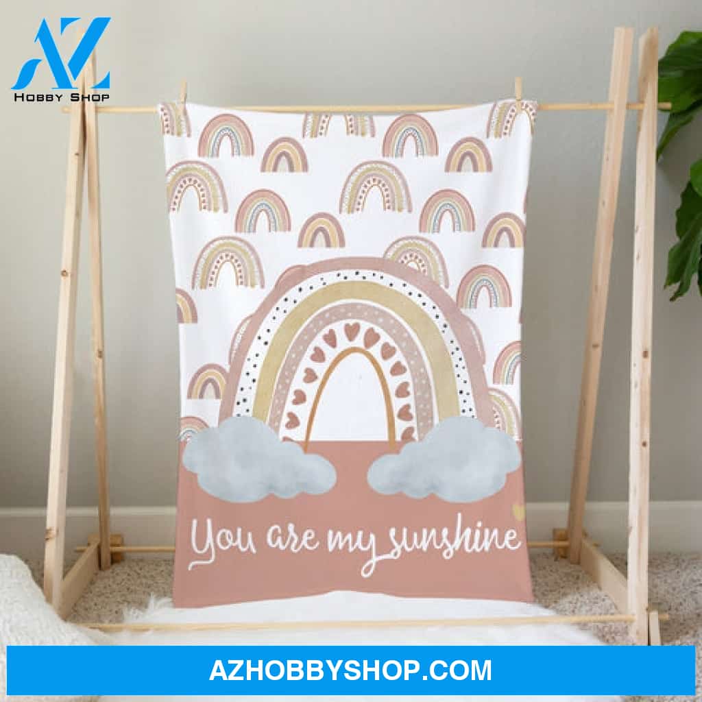 You Are My Sunshine Rainbow Baby Blanket Gift For Baby Girl Milestone, Baby Month 