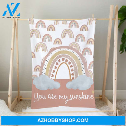 You Are My Sunshine Rainbow Baby Blanket Gift For Baby Girl Milestone, Baby Month 