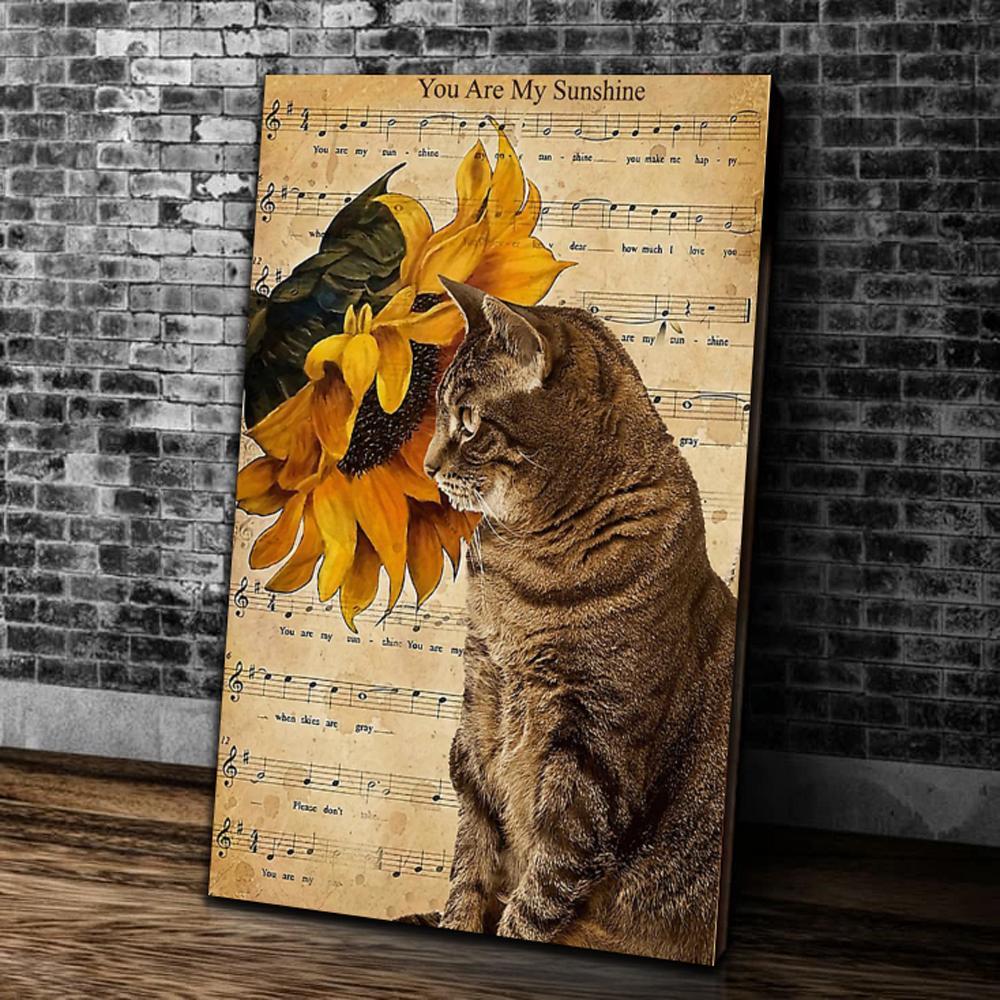 You Are My Sunshine Cat Canvas Wall Art