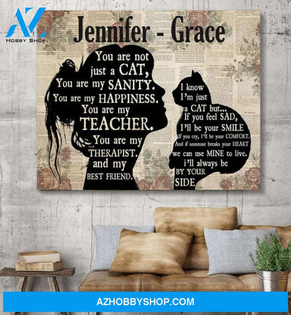 You are not a cat, you are my best friend - Matte canvas, gift for cat lover, custom canvas