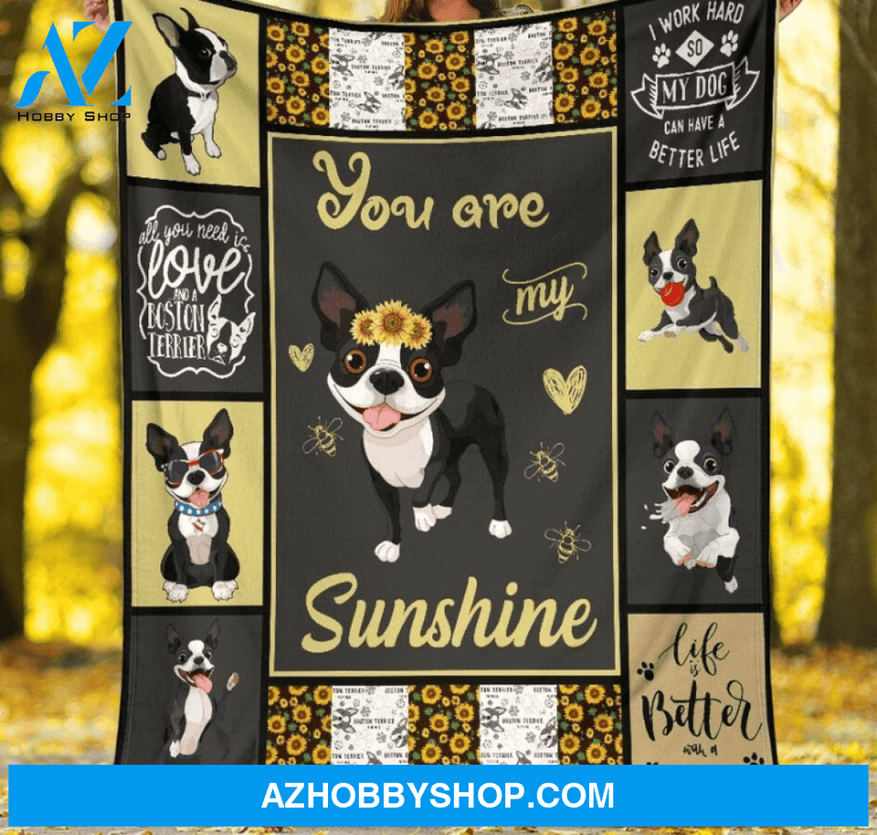 You Are Sunshine Boston Terrier Dog Blanket Gift For Dog Lover Birthday Gift Home Decor Bedding Couch Sofa Soft and Comfy Cozy