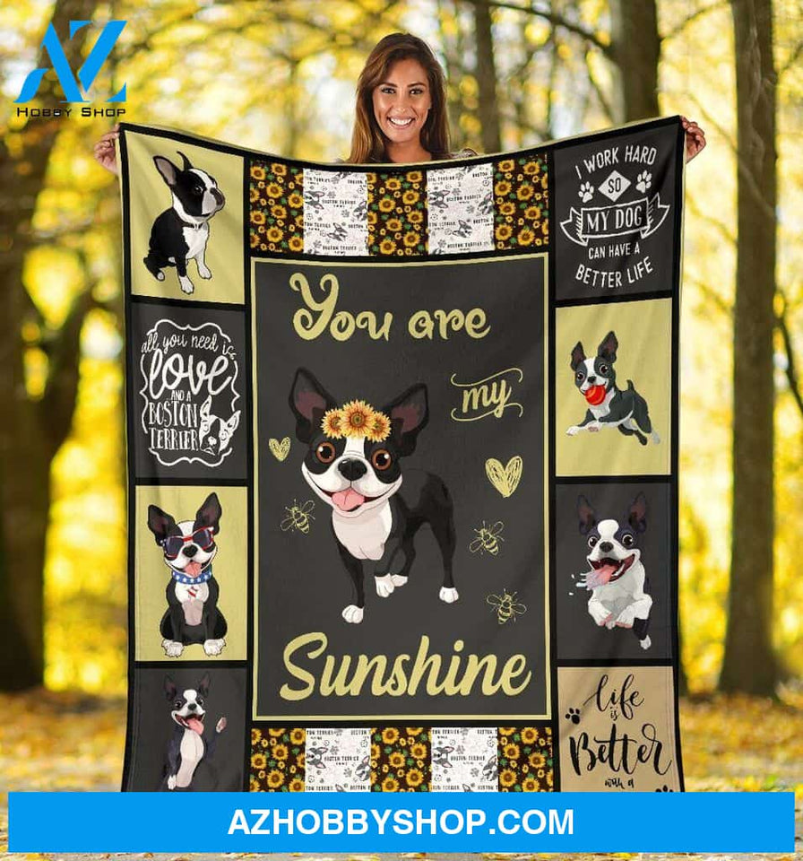 You Are Sunshine Boston Terrier Dog Blanket Gift For Dog Lover Birthday Gift Home Decor Bedding Couch Sofa Soft and Comfy Cozy