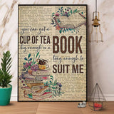 You Can Get A Cup Of Tea Get A Book Long Enough To Suit Me Paper Poster No Frame Matte Canvas Wall Decor