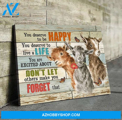 You deserve to be happy Goat Canvas Wall Art, Wall Decor Visual Art