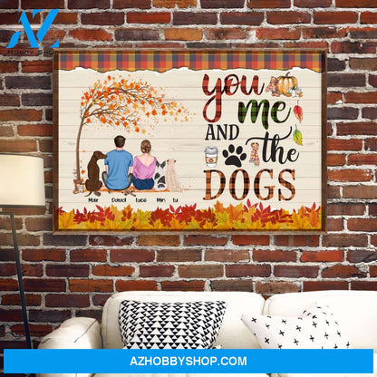 You & Me & The Dogs - Personalized Poster - Cavas - Fall Season Gift For Couple - Couple & Dog Back