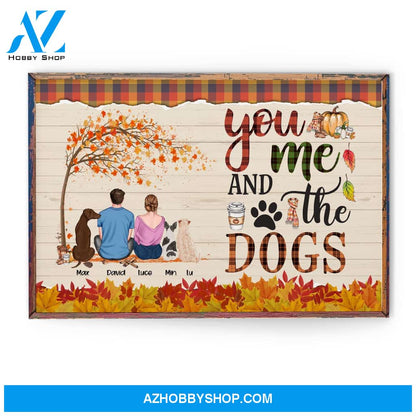 You & Me & The Dogs - Personalized Poster - Cavas - Fall Season Gift For Couple - Couple & Dog Back