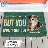 Gearhumans Gearhuman 3D You Might Get In But You Wont Get Out Australian Shepherds Dog Doormat