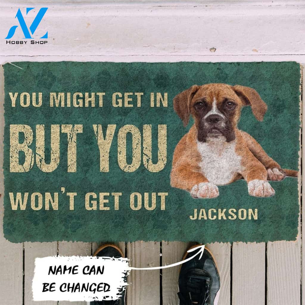 Gearhumans Gearhuman 3D You Might Get In But You Wont Get Out Boxers Dog Doormat