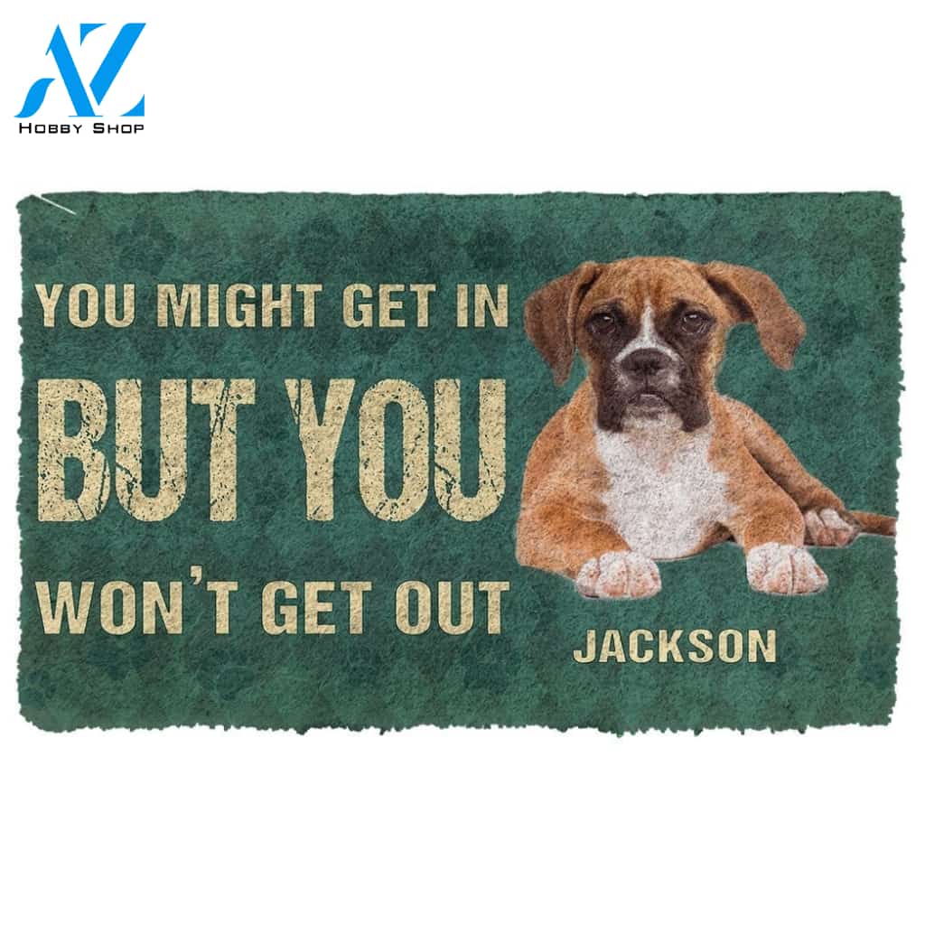 Gearhumans Gearhuman 3D You Might Get In But You Wont Get Out Boxers Dog Doormat