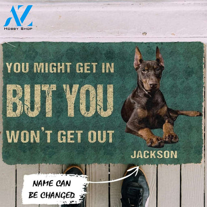 Gearhumans Gearhuman 3D You Might Get In But You Wont Get Out Doberman Pinschers Dog Doormat