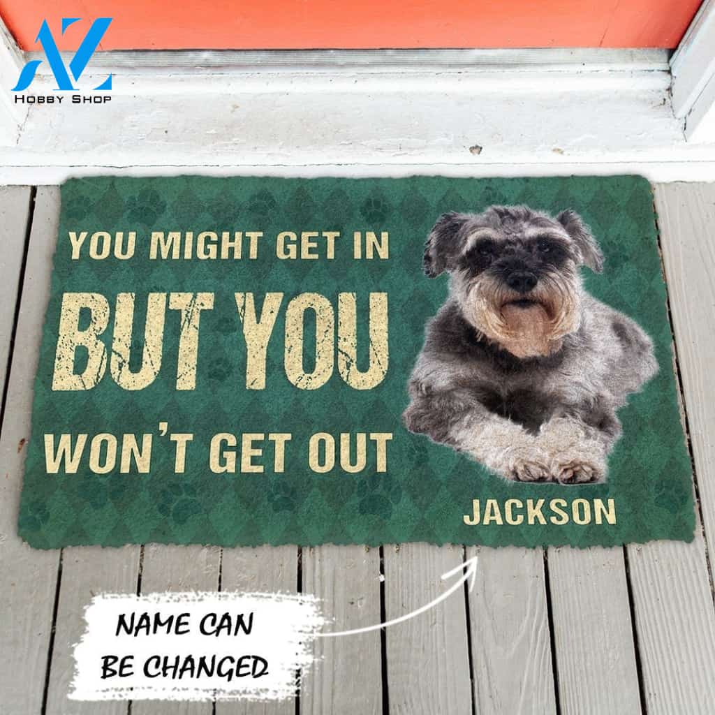 Gearhumans Gearhuman 3D You Might Get In But You Wont Get Out Miniature Schnauzers Dog Doormat