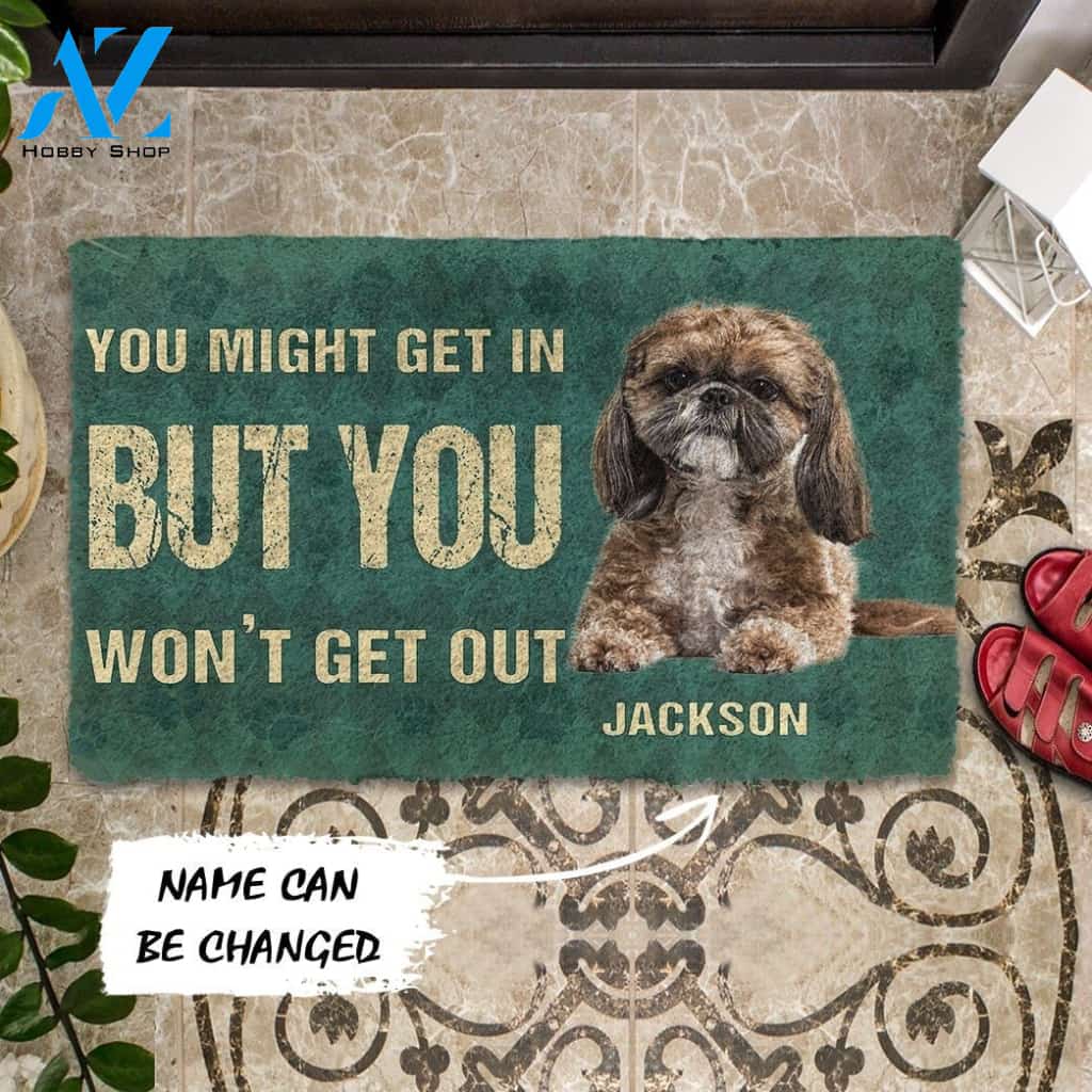 Gearhumans Gearhuman 3D You Might Get In But You Wont Get Out Shih Tzu Dog Doormat