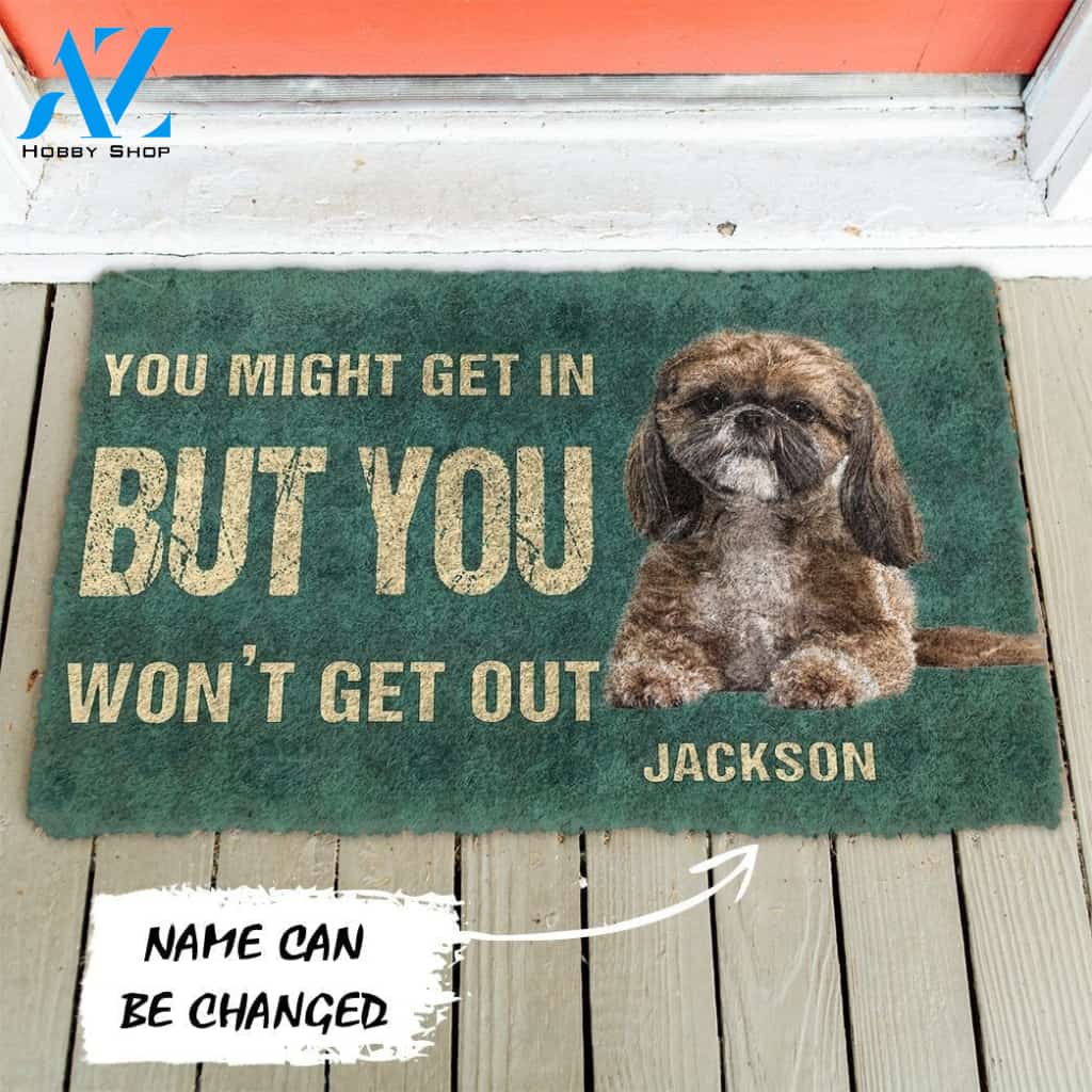Gearhumans Gearhuman 3D You Might Get In But You Wont Get Out Shih Tzu Dog Doormat