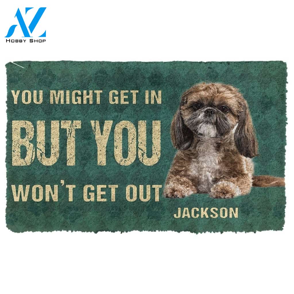Gearhumans Gearhuman 3D You Might Get In But You Wont Get Out Shih Tzu Dog Doormat