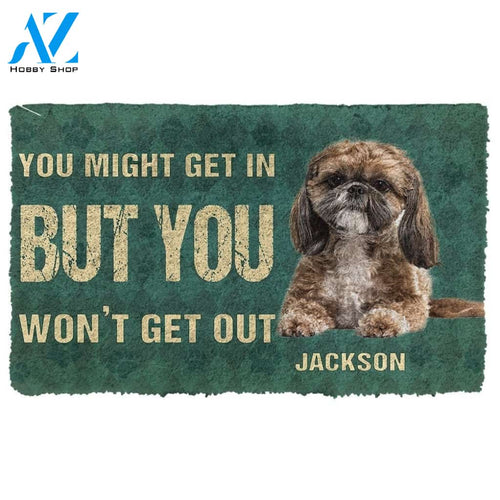 Gearhumans Gearhuman 3D You Might Get In But You Wont Get Out Shih Tzu Dog Doormat
