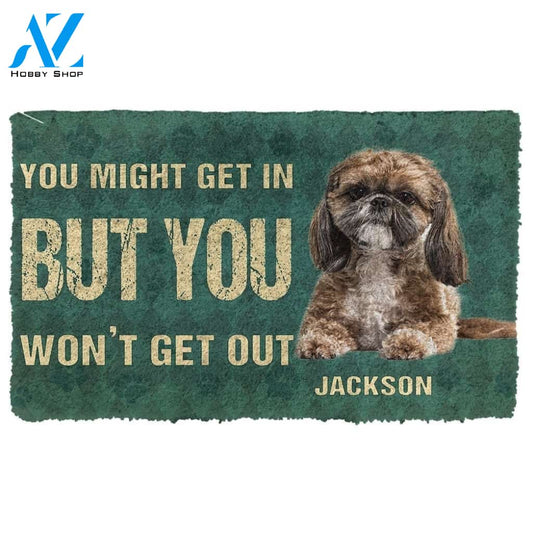 Gearhumans Gearhuman 3D You Might Get In But You Wont Get Out Shih Tzu Dog Doormat