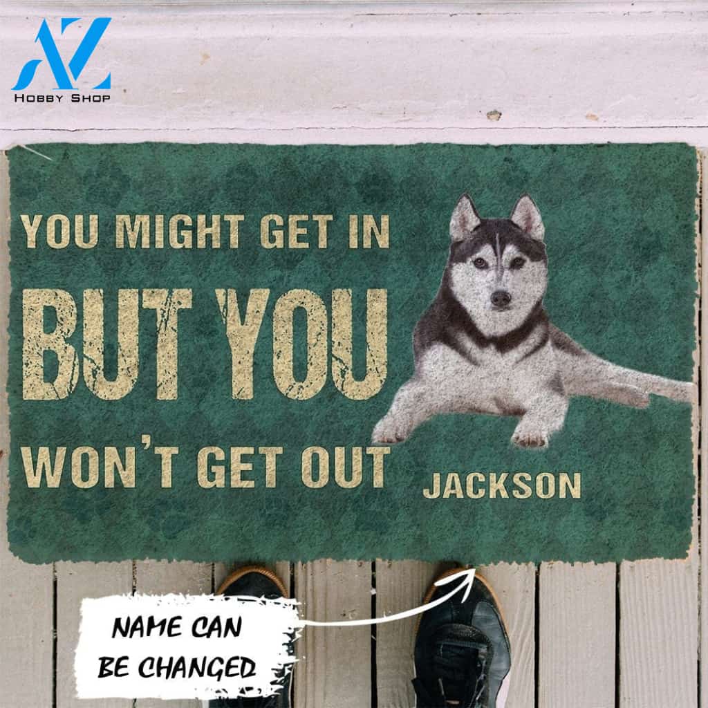 Gearhumans Gearhuman 3D You Might Get In But You Wont Get Out Siberian Huskies Dog Doormat