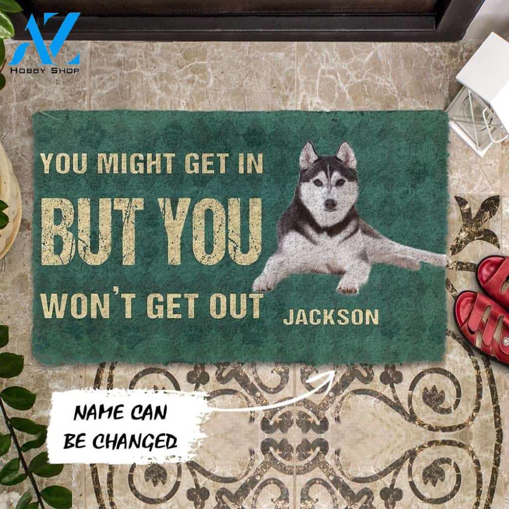 Gearhumans Gearhuman 3D You Might Get In But You Wont Get Out Siberian Huskies Dog Doormat