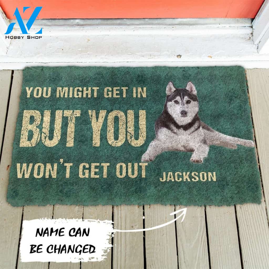 Gearhumans Gearhuman 3D You Might Get In But You Wont Get Out Siberian Huskies Dog Doormat