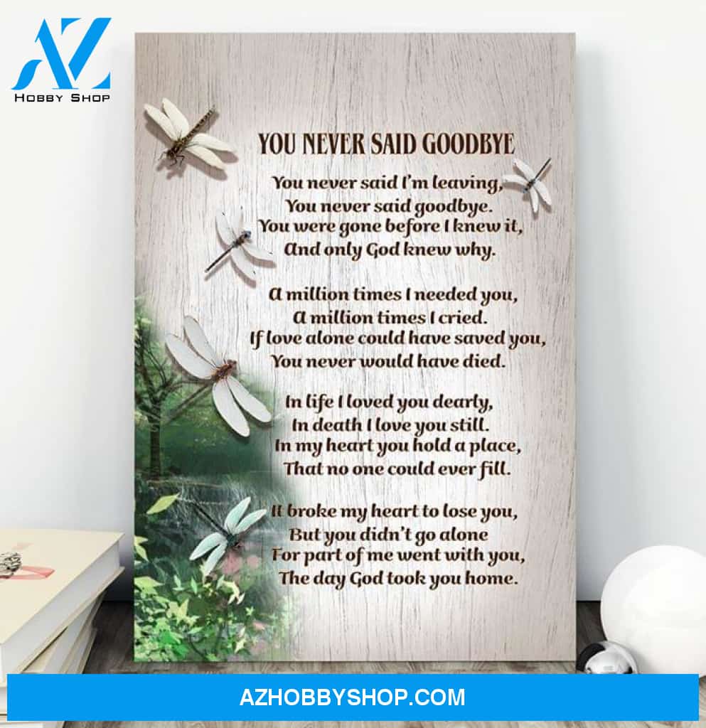 You Never Said Goodbye You Never Said Im Leaving You Were Gone Before I Knew It And Only God Knew Why Dragonfly Poem Nature Poster Canvas Poster Canvas