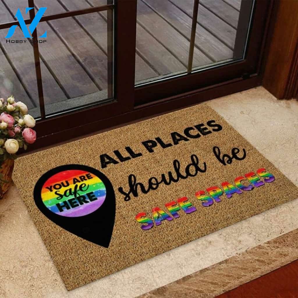 You re Safe Here LGBT Support Indoor And Outdoor Doormat Gift For Friend Family Decor Warm House Gift Welcome Mat