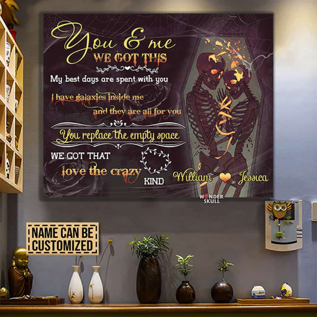 You Replace The Empty Space - Skull Gothic Couple Lvoe Horizontal Canvas Gift