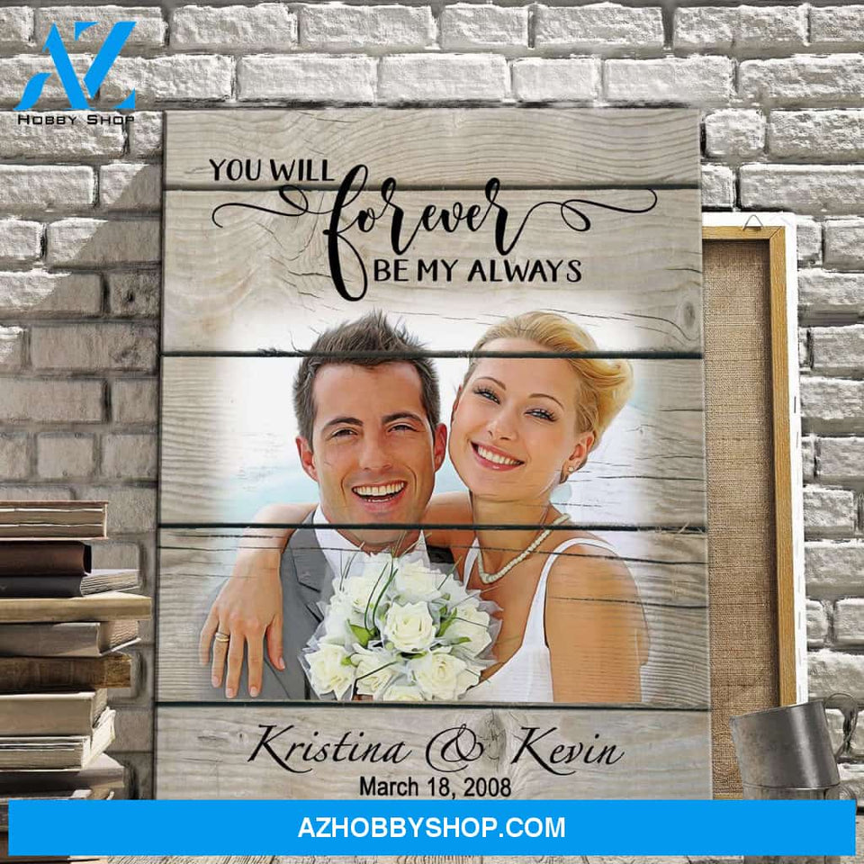 You Will Forever Be My Always Personalized Photo Memorial Canvas, Canvas Wall Art Gift for Remembrance