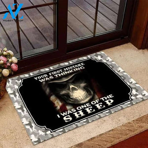 Your First Mistake Was Thinking I Was One Of The Sheep Doormat Welcome Mat Housewarming Gift Home Decor Funny Doormat Gift Idea For Veteran