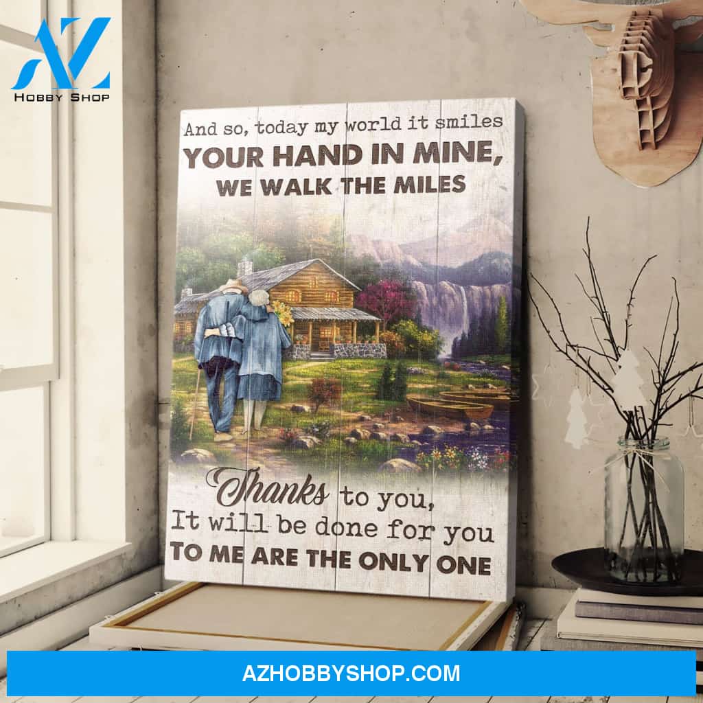 Your hand in mine, we walk the miles Couple Portrait Canvas Prints - Wall Art