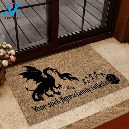 Your Stick Figure Family D&D Coir Pattern Print Doormat | Welcome Mat | House Warming Gift
