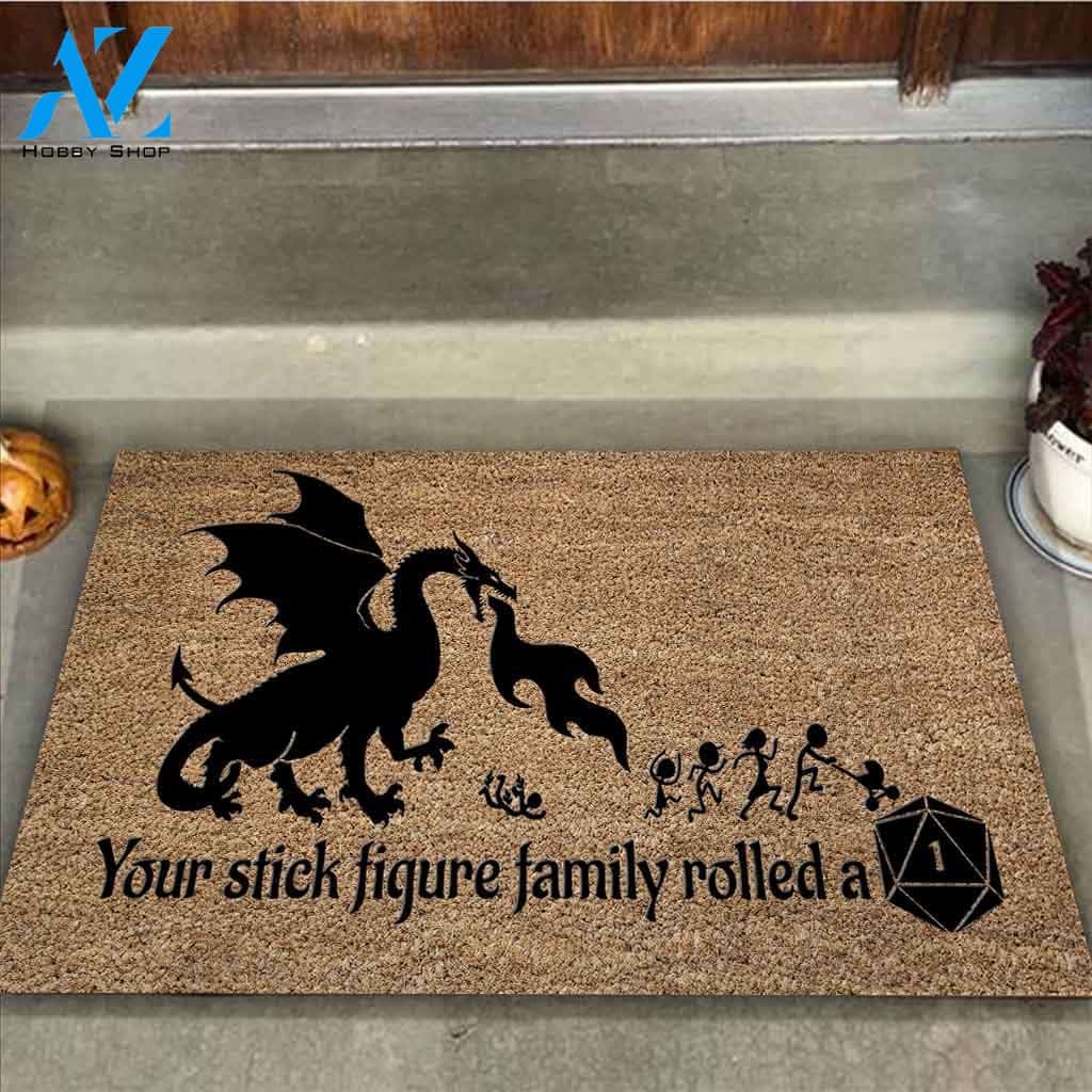 Your Stick Figure Family - Tabletop Role-playing Game (RPG) Coir Pattern Print Doormat