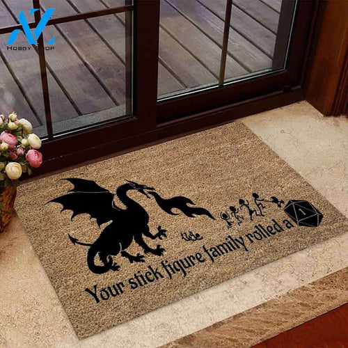 Your Stick Figure Family - Tabletop Role-playing Game (RPG) Coir Pattern Print Doormat