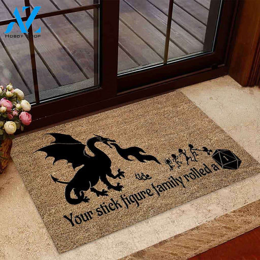 Your Stick Figure Family - Tabletop Role-playing Game (RPG) Coir Pattern Print Doormat
