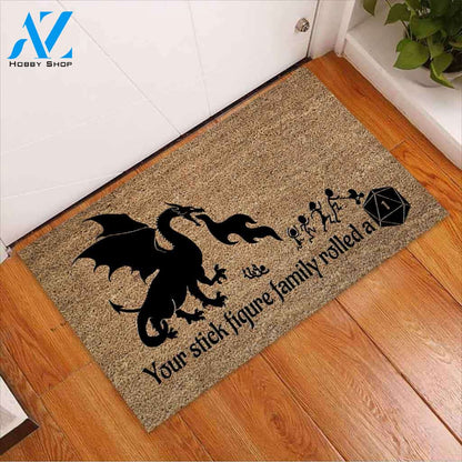 Your Stick Figure Family - Tabletop Role-playing Game (RPG) Coir Pattern Print Doormat