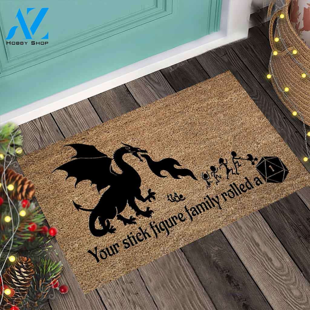 Your Stick Figure Family - Tabletop Role-playing Game (RPG) Coir Pattern Print Doormat