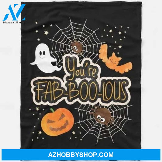 You're Fab-Boo-Lous Halloween Fleece Blanket Funny Halloween Gift, Halloween Decor