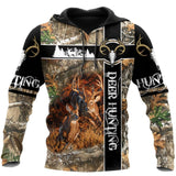 Hunting Gifts Deer Hunting Gifts Deer Hunting Camo Over Printed US Unisex Size Hoodie