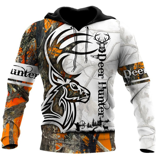 Hunting Gifts Deer Hunting Gifts Deer Hunting Tattoo Camo Over Printed US Unisex Size Hoodie