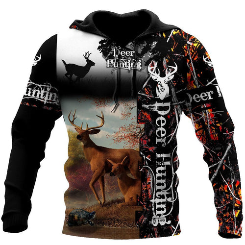 Hunting Gifts Deer Hunting Gifts Deer Hunting Camo Over Printed US Unisex Size Hoodie