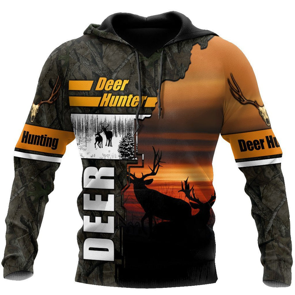 Hunting Gifts Deer Hunting Gifts Deer Hunting Camo Over Printed US Unisex Size Hoodie